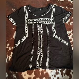 Lucky Brand Black and White Geometric Tee